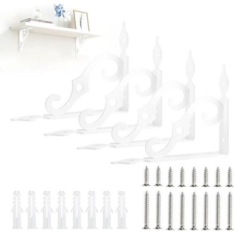 Supports d'étagère murale 19x14 cm pour garage, cuisine – blanc (lot de 4) (1/4)