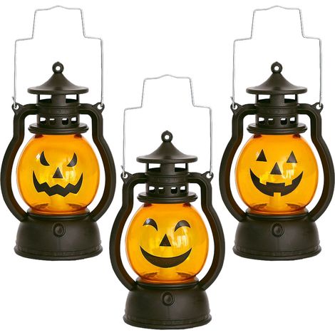 Halloween-Kürbislaterne – Set mit 3 LED-Dekorationslaternen für die Halloween-Party (1/5)