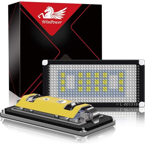 LED Éclairage plaque immatriculation auto ampoules brillant CanBus Pas d'erreur 6000K blanc pour Série 3 E46 Facelifted 2D/M3 2003-2006, 2 pièces (1/5)