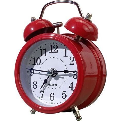 Réveil rond, réveil de bureau pour étudier, horloge à quartz analogique