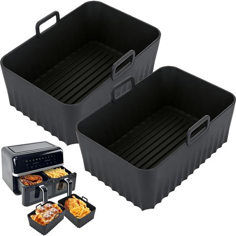 Lot de 2 accessoires Airfryer pour Ninja Foodi Max Dual Zone AF300EU AF400EU 7,6 L-9,5 L, accessoire de moule en silicone pour friteuse à air chaud Double Stack XL SL400EU, Air Fryer en silicone (1/5)