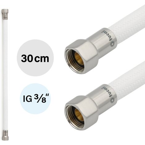 Flexschlauch DN8 IG/IG 3/8" Weiss Gebürsteter Stahl 300 - 500mm