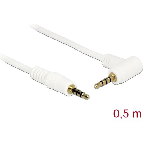 Delock Kabel Klinke 3,5 mm 4 Pin Stecker  Stecker gewinkelt 0,5 m weiß