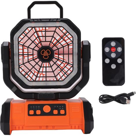 Camping Fan with LED Light and Remote Controller 4 Wind Speeds 3 Brightness Levels 20000mAh Battery Powered Tent Fan for Outdoor (1/4)