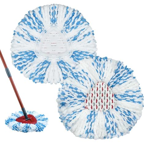 Serpillères de Rechange Microfibre, Balais Serpillères Réutilisables pour vileda/O-Cedar Easywring Spin Mop Têtes de Balai Serpillères Rechange Lavables Chiffons 2 Pièces (Bleu) (1/5)