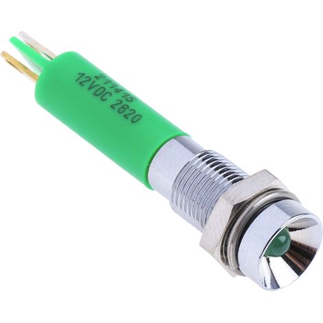 Voyant LED lumineux Vert RS PRO, dia. 6mm, 12V c.c., taille de la lampe 3 mm ( Prix pour 1 )