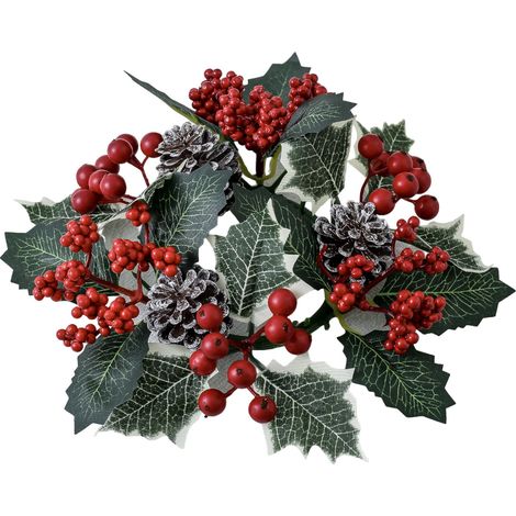 Couronne De Décoration De Noël - Anneau Floral En Plastique Avec Pommes De Pin - Diamètre Externe 20 Cm - Pour Intérieur Et Sapin - 1 Pièce (1/5)
