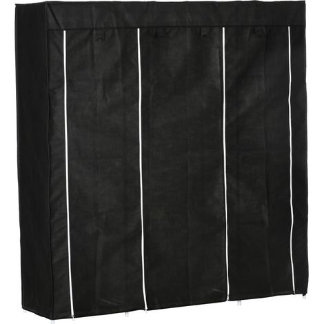 Armoire en tissu avec fermeture éclair, 1 tringle, 10 étagères, 150 x 43 x 162,5 cm, tissu non tissé, peu encombrante et robuste