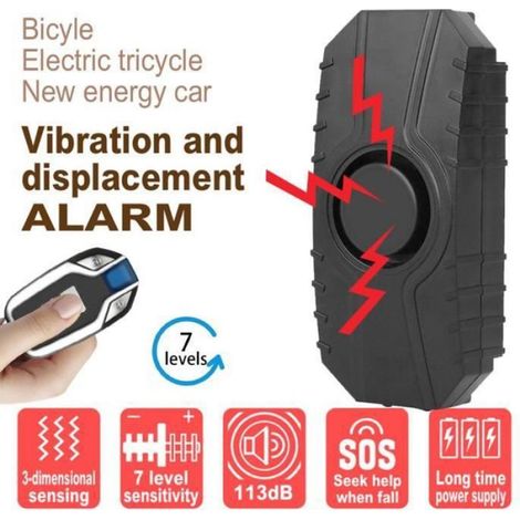 2 Alarme antivol, détection vibrations, 113 dB, télécommande IP55, vélo moto (1/3)