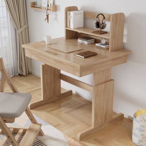 Scrivania regolabile in altezza per bambini, piano inclinabile, in legno naturale, 80 x 60 cm HAVRYA (1/5)