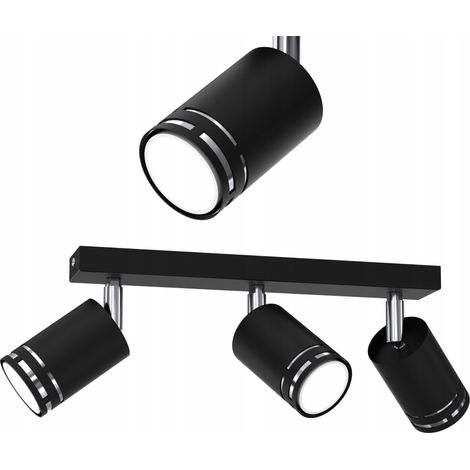 Deckenleuchte, schwarz verchromt, beweglicher LED-GU10-Spot, polnische Lampe (1/5)
