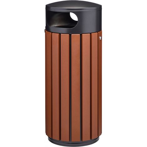 Corbeille à poser ou à fixer Zeno Alu - 80l - effet Corten (aspect acier rouillé) / gris manganèse