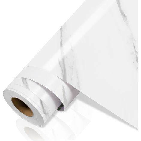 Randaco Lámina de PVC autoadhesiva, lámina decorativa resistente al agua de 500×61 cm con efecto mármol blanco (1/5)