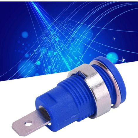 24.210 Prise banane 4 mm, panneau métallique en cuivre pur, connecteur femelle, tête banane, bornier, accessoire de prise, bleu. (1/5)