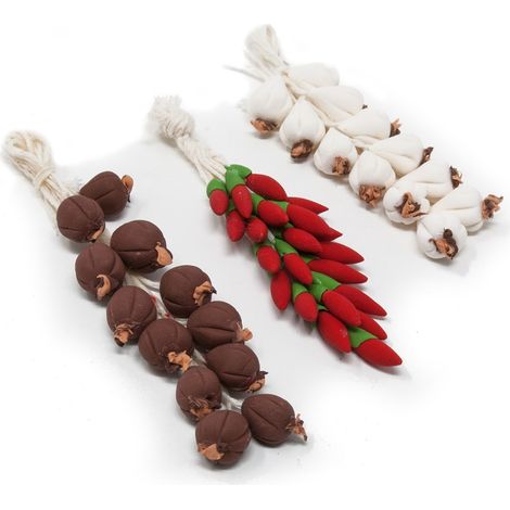 Set 3 Trecce di Aglio, Cipolla e Peperoncino Miniature Presepe 86771