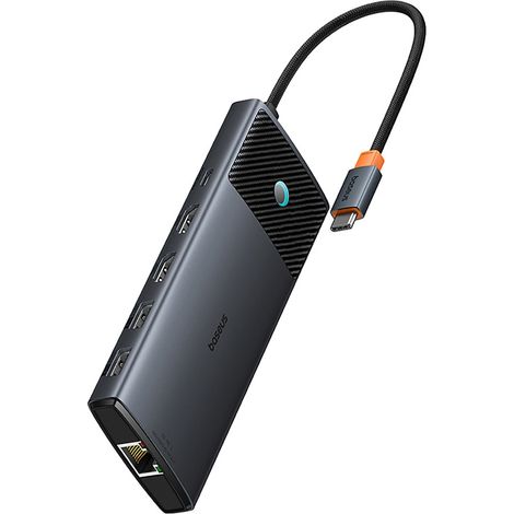 Adattatore splitter HUB 10 in 1 HDMI USB-A USB-C RJ45 SD TF - grigio (1/2)