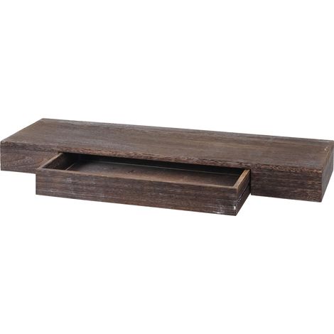 Estantería de pared HHG-922, estantería de pared Estantería colgante, cajón madera maciza 8x80x25cm, marrón, shabby (1/5)