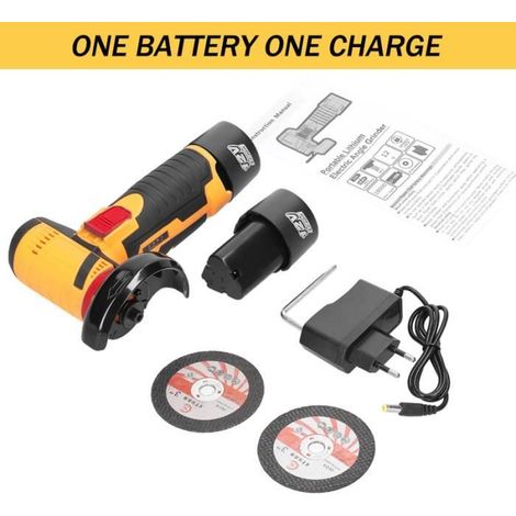 UE - 1 Batterie 1 Charge - Meuleuse d\'angle brossée sans fil avec batterie au lithium, mini polisseuse, meule (1/4)