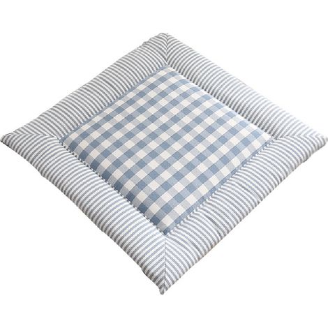 Coussin d'assise/de sol respirant en coton-lin pour un galbe harmonieux des hanches, idéal pour la maison, le bureau et les chaises de salle à manger - bleu - (1/4)