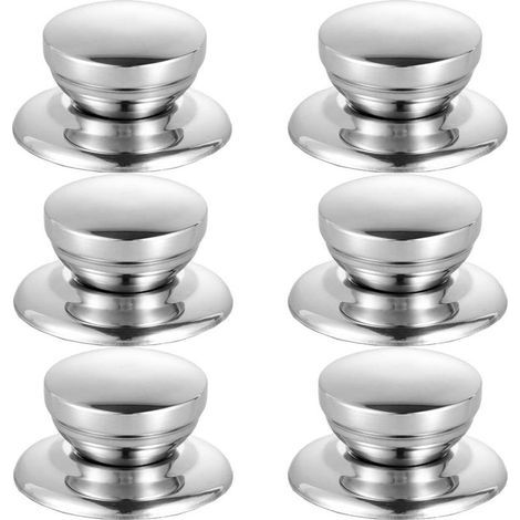 6 PCS Bouton De Couvercle Boutons Couvercle Casserole Poignée Du Couvercle Remplacement Boutons De Couvercle De Marmite Poignée Bouton Marmite Universel Résistant À La Chaleur Acier Inoxydable (1/5)