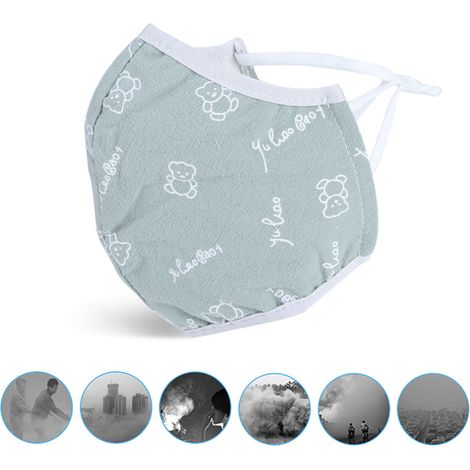 Masque anti-poussière respirant pour homme et femme, usage quotidien, anti-smog, lavable, imprimé vert (1/5)