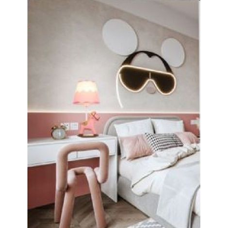 TrAdE Shop Traesio - Lampada Da Comodino Scrivania Cameretta Bimba Bimbo Cavallo A Dondolo E27 D09 - Rosa