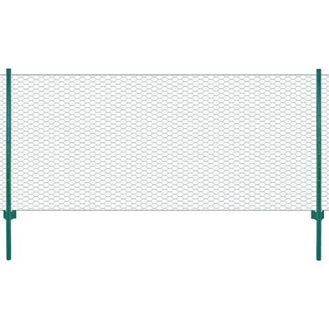 vidaXL Clôture en grillage métallique avec poteaux Acier 25x0,5 m Vert (1/4)