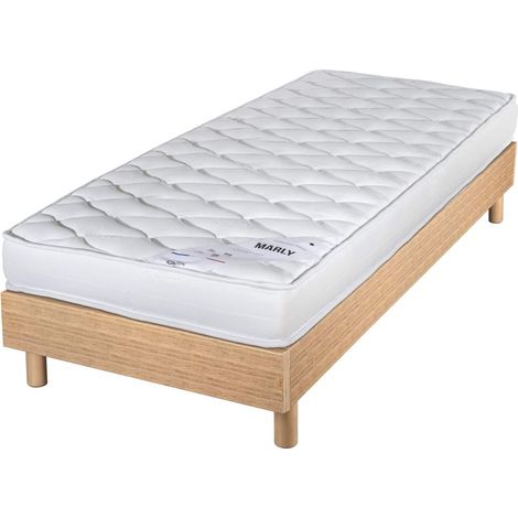 Matelas et sommier 90x190 Mousse - Marly - Soutien ferme - Sommier en kit - Chêne (1/5)
