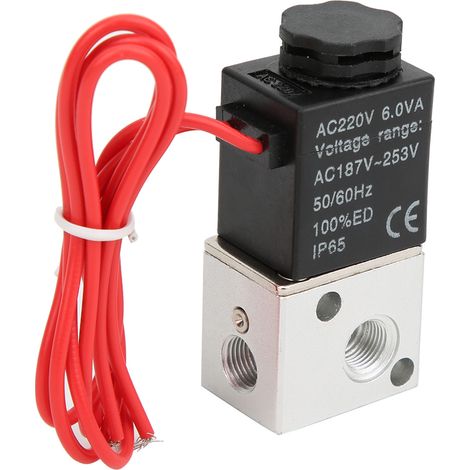 Direktwirkendes Magnetventil für Wasser, Luft und Öl, 2-Wege, 3-Positionen, Gehäuse aus Aluminiumlegierung, G1/8 Zoll (AC220 V) (1/5)