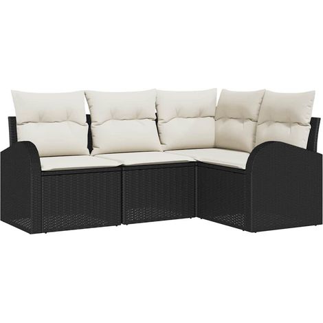 Maison Exclusive - Set Divano da Giardino 4 pcs Nero e Bianco polyrattan