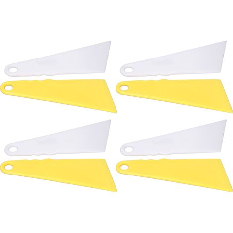 Lot de 8 applicateurs de colle, fins et élastiques, applicateurs de colle en plastique réutilisables pour les travaux manuels, grattoirs à colle pour cuir, jaunes et blancs. (1/5)