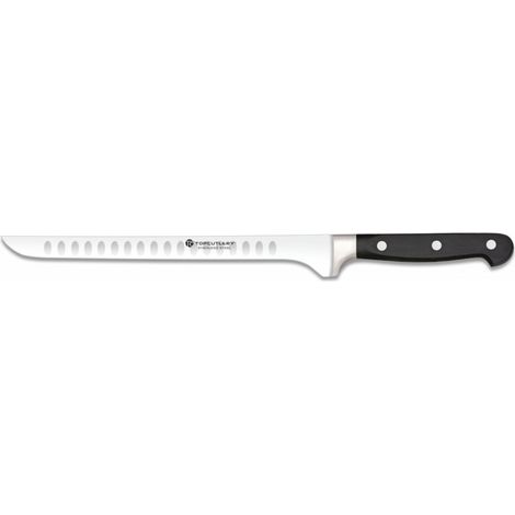 Couteau à jambon Martinez Albainox Albainox Albainox Mango Fabriqué en polyoxyméthylène et tôle d'acier inoxydable Alveolated sur les deux faces de 25 Cm 17277