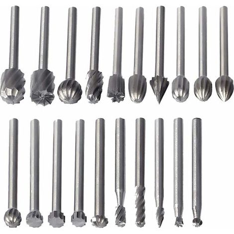 20 fraises rotatives HSS - Tige 3mm - Pour Dremel - Accessoires routing bois - Outil multifonction (1/5)