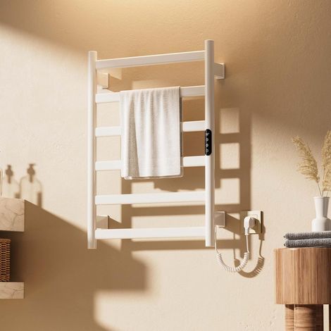 Sèche-Serviette,700×500 mm chauffe serviette salle de bain,Avec écran tactile,minuterie et température réglable radiateur seche serviette electrique salle de bain,seche serviette electrique Blanc (1/5)