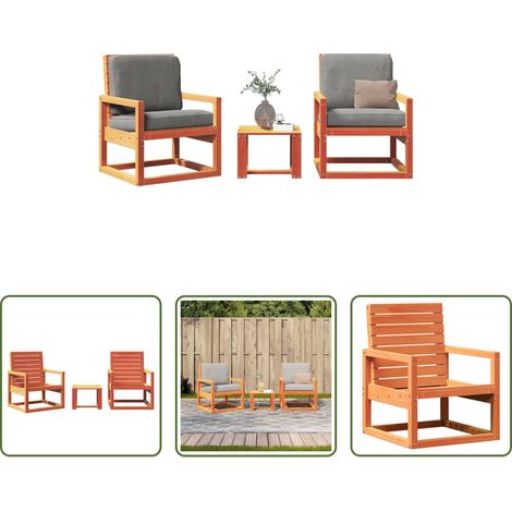 vidaXL Table de jardin -  Salon de jardin 3 pcs cire marron bois de pin massif (1/5)
