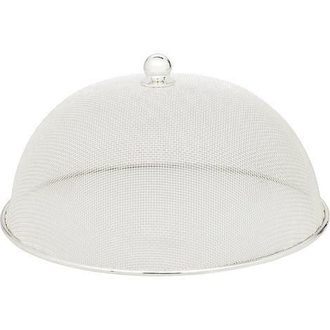 Cloche Alimentaire Anti-Insectes en Acier Inoxydable Plaqué Argent, Cloche de Table Ø 30 x H 16 cm - PANGIVO (1/5)