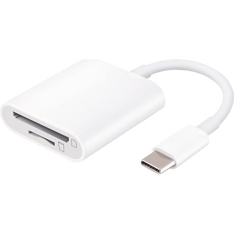 Lecteur de cartes microSD double emplacement USB 3.0 Type C et Thunderbolt 3.0 (TF) pour iMac, MacBook Pro/Air M1 et iPad Pro 2021 (blanc). (1/3)