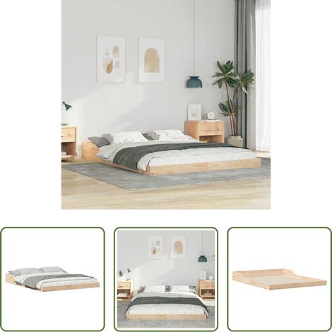 vidaXL Estructura de cama Marrón 150 x 200 cm Madera de pino macizo (1/5)