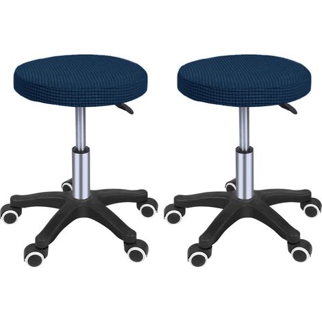 Housses de tabouret rondes extensibles (lot de 2), pour tabourets de bar de 32 à 40 cm de hauteur, bleu de Prusse.