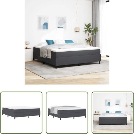Holzrahmen -  Boxspringbett Dunkelgrau und Weiß 180 x 200 cm Cordstoff (1/5)