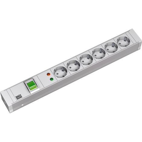 BACHMANN 19" 1,5HE 6xCEE7/3 1xInterruptor SPD Corriente 2,0m CEE7/7, 333.005