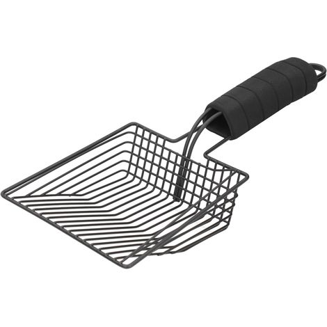 Pelle à litière réutilisable en métal pour chat, tamis, accessoire de nettoyage pour chat, noir. (1/5)
