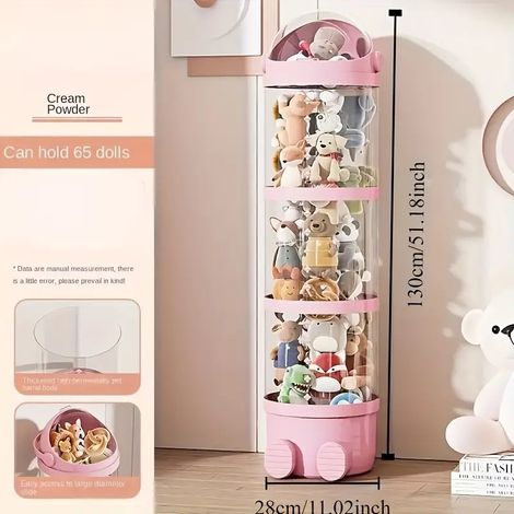 4-Layer Stuffed Animal Storage Tube 49.2" Tall Transparent Toy Organizer for Plush Dolls, Space-Saving Vertical Holder for Bedroom, Playroom & Living Room Decor (Sturdy PP Material) (51.2" pink) (1/5)