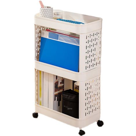 Mobile Bookshelf with Wheels Flexible Enhance Space Utilization Durability Rolling Storage Cart for Office 3 Layer (1/5)