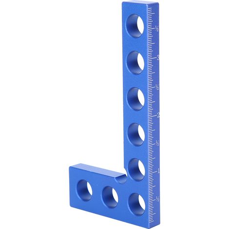 Équerre de menuisier avec règle graduée 0-100mm, outil de mesure d'angle droit pour bricolage, couleur bleue (1/5)