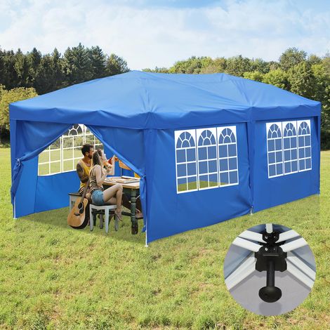 Jiubiaz Tenda Tenda da giardino Tendone facile da agganciare con protezione UV Padiglione multiuso Riunioni di famiglia Padiglione da giardino 3x6m blu
