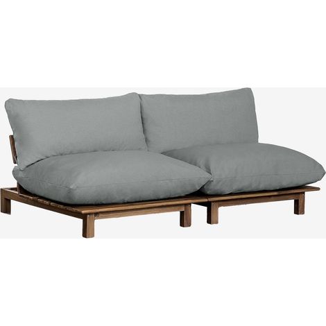 Sofá modular reclinable de 2 piezas en madera de acacia Brina SKLUM             