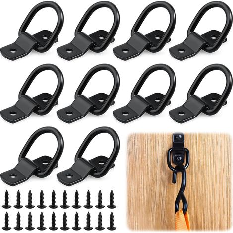 10 Pièces Anneau Arrimage, Anneau D'arrimage avec Charge 400 KG, avec 20 vis pour Sécuriser Les Charges des Voitures, Kayaks, Remorques (Noir) (1/5)