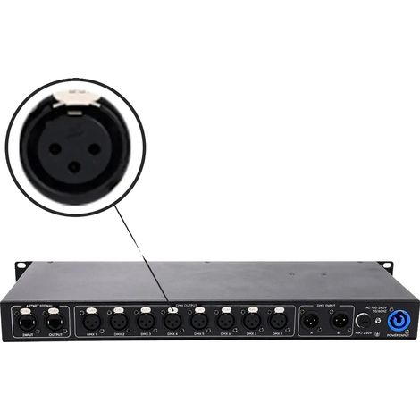 DMX-Controller, 8-Port-Ausgang, Ethernet-Schnittstelle, 3-Pin Artnet, EU-Stecker (1/2)