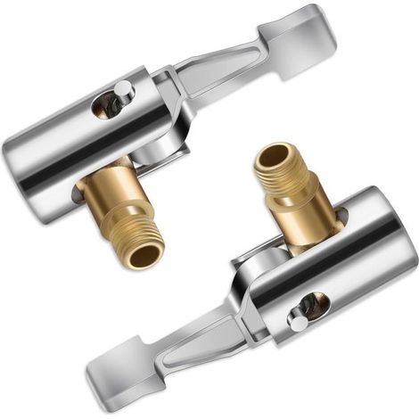 Set di adattatori per valvole, adattatore per pompa ad aria, gonfiaggio pneumatici, design a prova di perdite, 2 pezzi, argento-giallo (1/5)